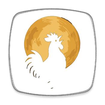 Rooster in the Moon - Square fridge magnet - white - Front