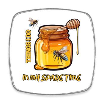 Beekeeper Things I Do In My Spare Time Funny Gift - Square fridge magnet - white - Front