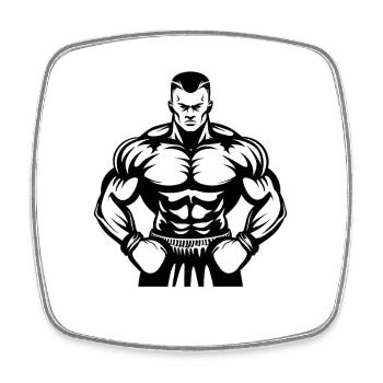 Dessin de boxeur - Magnet carré - blanc - Devant