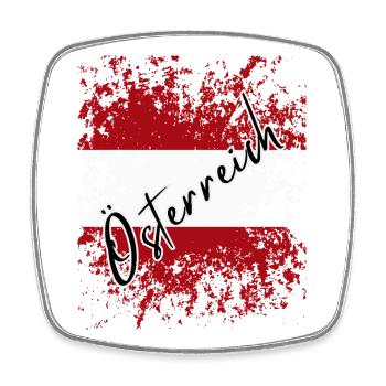 Drapeau de l’Autriche, fierté autrichienne - Magnet carré - blanc - Devant