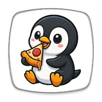 Süßer Pinguin Pizza Pizzaliebhaber Cartoon - Viereckiger Kühlschrankmagnet - Weiß - Vorne