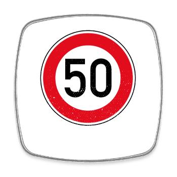 50. Geburtstag Schild Tempolimit Geschenk Tempo 50 - Viereckiger Kühlschrankmagnet - Weiß - Vorne