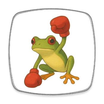 Frosch mit Boxhandschuhen - Viereckiger Kühlschrankmagnet - Weiß - Vorne