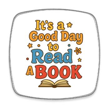 Good day to read - Square fridge magnet - white - Front