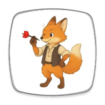 Fuchs beim Darten - Viereckiger Kühlschrankmagnet - Weiß - Vorne