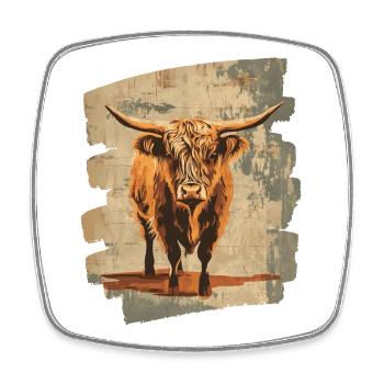 Schottisches Hochlandrind - Viereckiger Kühlschrankmagnet - Weiß - Vorne