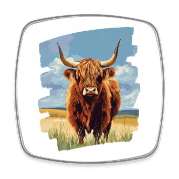 Scottish Highland cattle - Square fridge magnet - white - Front