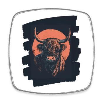 Scottish Highland cattle - Square fridge magnet - white - Front
