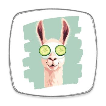 Lama Alpaka Beauty Selfcare Maske - Viereckiger Kühlschrankmagnet - Weiß - Vorne