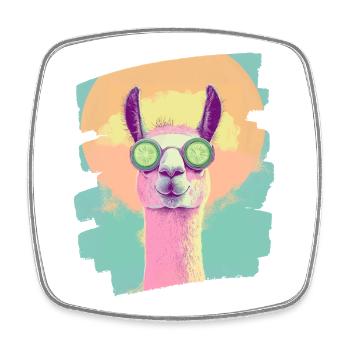 Lama Alpaka Beauty Selfcare Maske - Viereckiger Kühlschrankmagnet - Weiß - Vorne