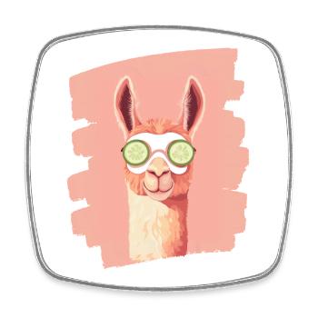 Lama Alpaka Beauty Selfcare Maske - Viereckiger Kühlschrankmagnet - Weiß - Vorne