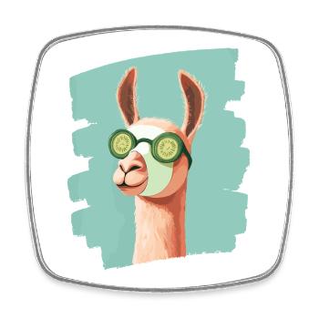Lama Alpaka Beauty Selfcare Maske - Viereckiger Kühlschrankmagnet - Weiß - Vorne