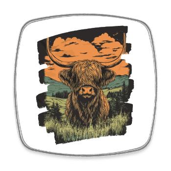 Scottish Highland cattle - Square fridge magnet - white - Front