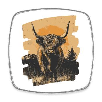 Scottish Highland cattle - Square fridge magnet - white - Front