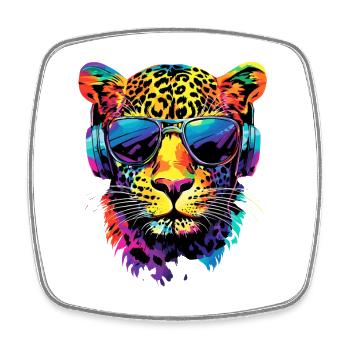 Leopard Panther Big Cat Cat Panther Leopard - Square fridge magnet - white - Front