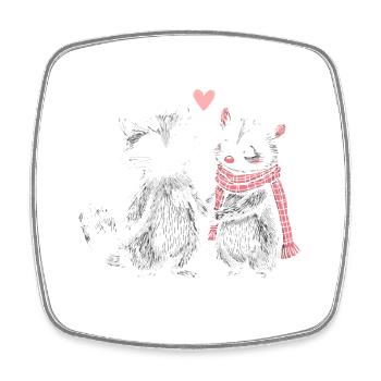 Feral Design Amour Couple Opossum Opossum Raton laveur - Magnet carré - blanc - Devant