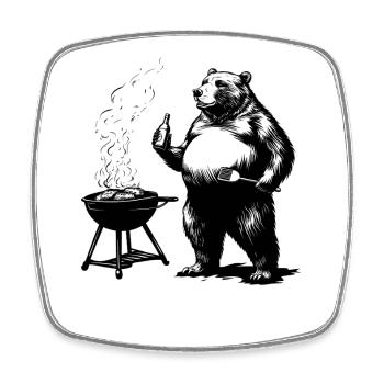 Grill Master Bear Funny Gift for Dads - Square fridge magnet - white - Front