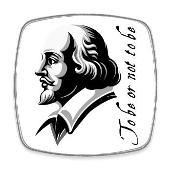 Shakespeare Literarisches Profil - Minimalistisch - Viereckiger Kühlschrankmagnet - Weiß - Vorne