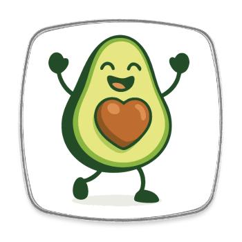 Avocat heureux - Magnet carré - blanc - Devant