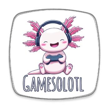 Axolotl Gamer Energy - Square fridge magnet - white - Front