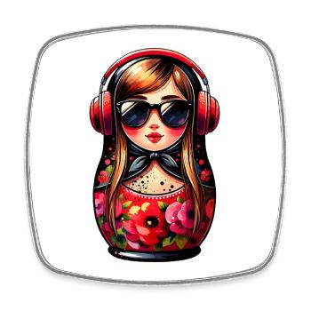 Russian Matroschka Musik Russland Russische - Viereckiger Kühlschrankmagnet - Weiß - Vorne