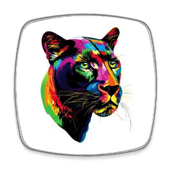 Panther Leopard Big Cat Cute Big Cat Panter - Square fridge magnet - white - Front