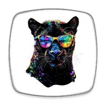 Panther Leopard Big Cat Cute Big Cat Panter - Square fridge magnet - white - Front