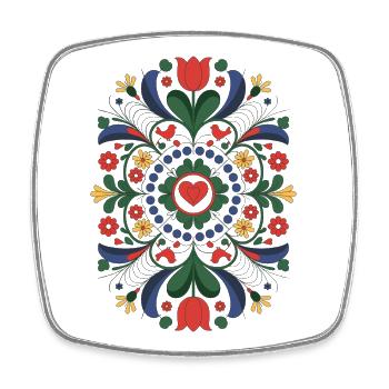 Mandala Volk | Slawische Blumenkunst - Viereckiger Kühlschrankmagnet - Weiß - Vorne
