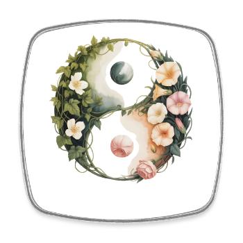 Blumen Yin Yang | Botanische Harmoniekunst - Viereckiger Kühlschrankmagnet - Weiß - Vorne