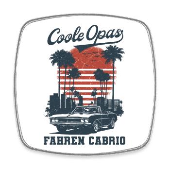 Cool Grandpas Driving Convertible Retro Grandpa - Square fridge magnet - white - Front
