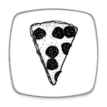 Croquis de pizza - Magnet carré - blanc - Devant