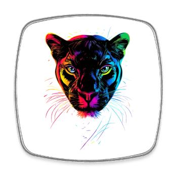 Panther Leopard Big Cat Cute Big Cat Panter - Square fridge magnet - white - Front
