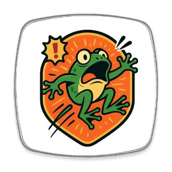 Badge Panic Frog - Magnet carré - blanc - Devant