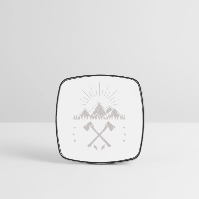 Rugged Mountain Sunrise Axe Emblem Square fridge magnet