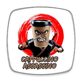 Cappuccino Assassino Kaffee Liebhaber Italienische Hirnfäule - Viereckiger Kühlschrankmagnet - Weiß - Vorne
