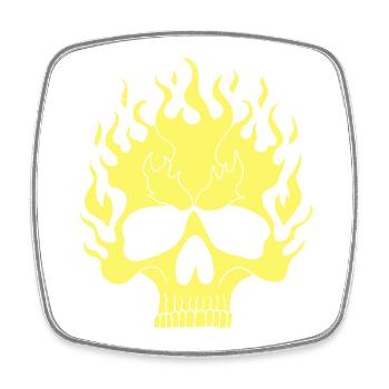 Yellow Flaming Skull - Square fridge magnet - white - Front