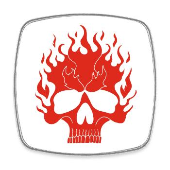 Red Flaming Skull - Square fridge magnet - white - Front