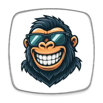 Cool Gorilla Sunglasses Summer Grin - Square fridge magnet - white - Front