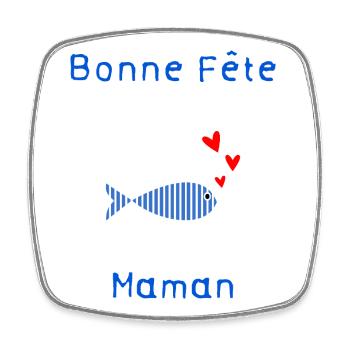 BONNE FÊTE. COEUR. BONNE FÊTE MAMAN. MAMAN - Magnet carré - blanc - Devant