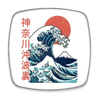 The big wave off Kanagawa - Square fridge magnet - white - Front
