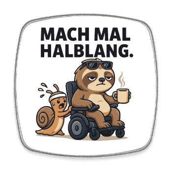 Faultier und Schnecke Kaffee Pause Humor Lustig - Viereckiger Kühlschrankmagnet - Weiß - Vorne