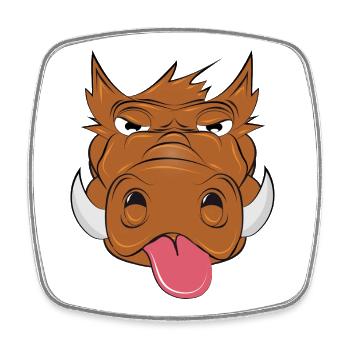 Sanglier effronté avec la langue sortie – animal de dessin animé - Magnet carré - blanc - Devant