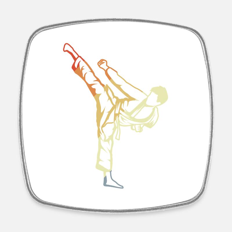 Karate Junge Vintage Look - Viereckiger Kühlschrankmagnet - Weiß