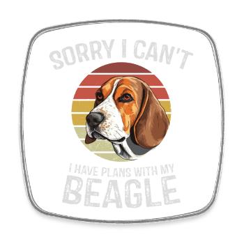 Illustration humoristique de beagle avec coucher de soleil rétro - Magnet carré - blanc - Devant