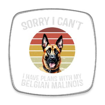 Humorous Belgian Malinois Dog Tee - Square fridge magnet - white - Front