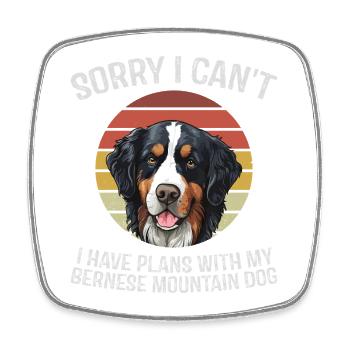 Bernese Mountain Dog Humour Tee - Square fridge magnet - white - Front