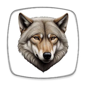 Lone Wolf – Detailliertes Tierporträt - Viereckiger Kühlschrankmagnet - Weiß - Vorne