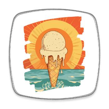 cream and cream scoop summer sunset - Square fridge magnet - white - Front
