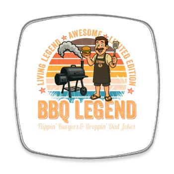 Retro BBQ Legend Lustiger Grill-Father Vatertag - Viereckiger Kühlschrankmagnet - Weiß - Vorne