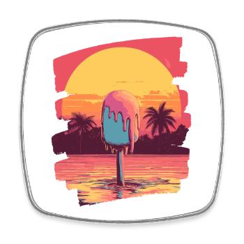 cream and cream scoop summer sunset - Square fridge magnet - white - Front